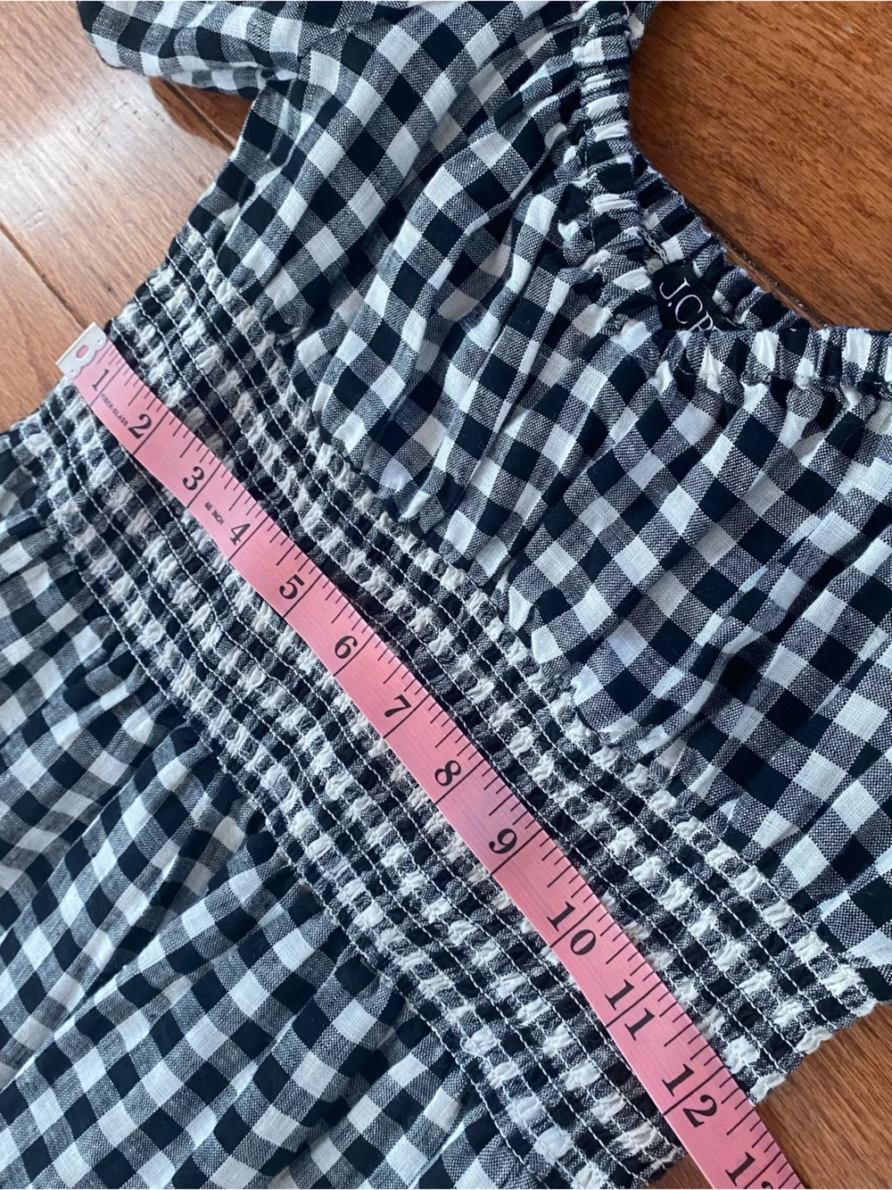 J.Crew 100% Linen Gingham Smocked Puff Sleeve Midi Dress XS